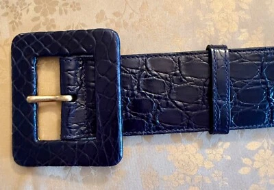 Cinturón Yves Saint Laurent ancho cocodrilo negro talla 70 Foto 1 de 4