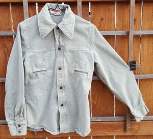 Vintage BIG YANK Mens Soft Denim Jacket Shirt-M-RN 43602-Light Blue-Snap Buttons - Picture 1 of 7
