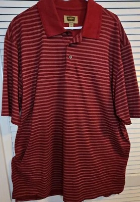 Camisa Polo Foundry Quick-Dry 2XLT Para Hombres Rojo Ladrillo Rayas Manga Corta Grande y Alta Foto 1 de 4