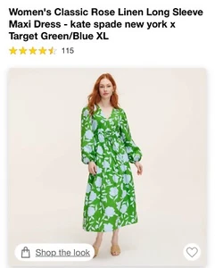 KATE SPADE x Target Classic Rose Linen Long Sleeve Maxi Dress XL NWT Plus Size - Picture 1 of 7