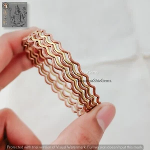 Zick Zack Welle Armreif, 5 Stück Kupfer & Messing Squiggle Frauen Armreifen Geschenk für Sie - Bild 1 von 4