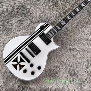 Guitarra Eléctrica James Hetfield Iron Cross Blanco Caoba Cuerpo y Cuello Piezas Negras - Imagen 1 de 6