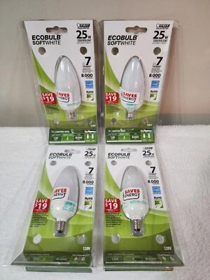 (4) FEIT ELECTRIC Ecobulb Soft White 25w Equivalent 3w Usage 120 Lumens *NEW* - Image 1 of 3