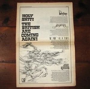 Vintage '71 Rolling Stone Magazine Ad:Lindisfarne/Audience/Atomic Rooster/Kongos - Bild 1 von 1