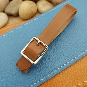 Whiskey Brown Italian Leather Pocket Watch Fob Strap &Nickel Finish Solid Buckle - Bild 1 von 4