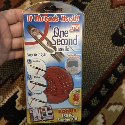 One Second Needle Threads Itself Seen TV NEW 8 Needles Bonus 130 Sewing Pc Kit - Image 1 of 2