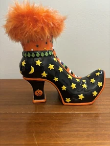 Halloween Witches Shoe Bright Decoration Centerpiece Party Handpainted - Picture 1 of 9