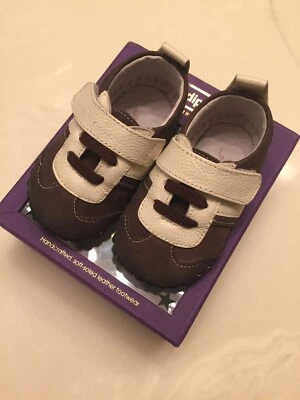 Zapatos de bebé Pediped 6-12 meses suelas suaves beige marrón Foto 1 de 4