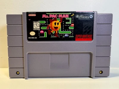Ms. Pac-Man (Super Nintendo SNES, 1996) Authentic. Tested. Nice Labels! - Image 1 of 3