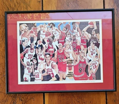 Stan Kotzen - Impresión 1999 Chicago Bulls Firmado Artista Prueba Raro Michael Jordan Foto 1 de 4