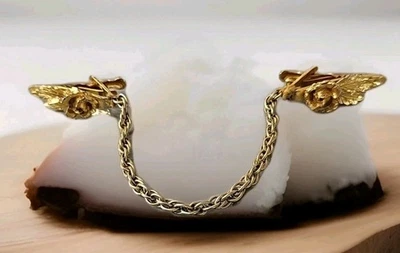 Wunderschöner Vintage Golden Clip Pullover Schutz Rosen Blätter Kette verziertes Design M33 - Bild 1 von 4