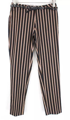 Pantalones para mujer MAISON SCOTCH XS azul marino a rayas plisados informales con cinturón Foto 1 de 4