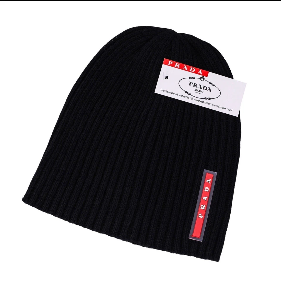Gorro de lana negro unisex PRADA - nuevo - etiquetas incluidas Foto 1 de 1