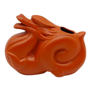 Japanischer Sternzeichen Drache Zahnstocher Halter - 3,5" rote Ton Keramik Vase Figur - Bild 1 von 6