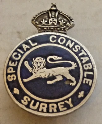 VINTAGE WORLD WAR ONE HOME FRONT BADGE SPECIAL CONSTABLE SURREY POLICE BADGE - Image 1 of 4