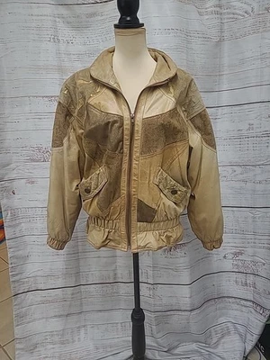 Chaqueta de cuero vintage de los 80 Clipper Bay retazos talla S chaqueta de bombardero occidental Foto 1 de 4