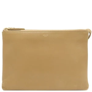 Celine Trio Small Shoulder Bag Light Brown Lambskin Vintage Authentic - Picture 1 of 10