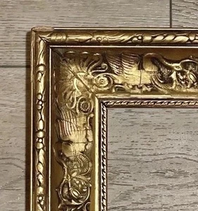 VINTAGE FITs 14” x 19” ARTS & CRAFTS AESTHETIC CARVED GOLD GILT PICTURE FRAME - Picture 1 of 8