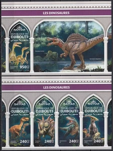 DZ1107 ! IMPERF 2018 DJIBOUTI DINOSAURS PREHISTORIC ANIMALS #2274-7+BL1158 MNH - Picture 1 of 1