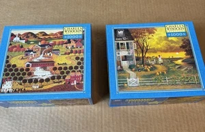 Charles Wysocki 2 Puzzle Lot 1000 Piece Indian Summer In Vermont - Supper Call - Picture 1 of 10