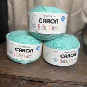 Neu mit Etikett Caron Baby Kuchen Garn aquablau grün weich Sommerstreifen 3 Knäuel neu - Bild 1 von 2