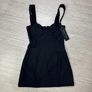 White Fox Boutique Time Waits Black Mini Dress NWT Women's M Lined - Picture 1 of 9