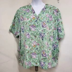 Stars Best Medical Scrub Uniform Top Women's Size 5X Short Sleeve Cats & Dogs - Picture 1 of 12