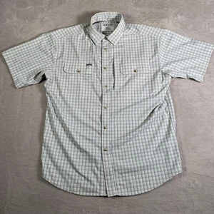 Poncho Hemd Herren mittelblau Gingham Kurzarm Knopfleiste Magnettaschen - Bild 1 von 10