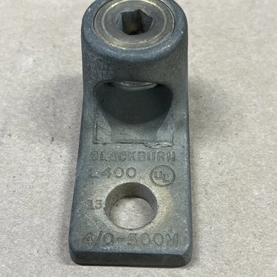 Blackburn L400-BB Brass Lug 4/0 to 500 MCM Kcmil 3/8" HEX & 1/2" Mounting Hole - Image 1 of 4