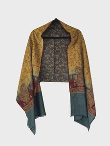 Mujer Reversible Pashmina Bohemio Paisley Chal Bufanda Envoltura Lana India 72x21 - Imagen 1 de 11