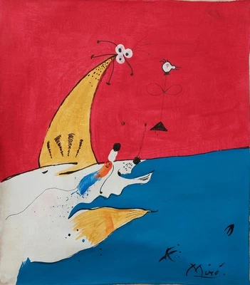 Joan Miró Signed Surrealist Abstract Oil Painting on Canvas - Spanish Art - Image 1 of 4