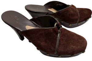 Cole Haan Country Womens Sz 9 B Brown Suede Mules Slip-On Platform Wedge Clogs - Picture 1 of 22