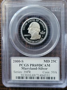 2000-S Silver Proof Maryland State Quarter-PCGS PR69DCAM - Picture 1 of 2