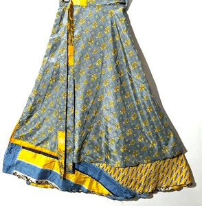 Incredible-art Gonna Vintage Seta Sari Magic Wrap Reversibile Doppio Strato Gonna, - Foto 1 di 6