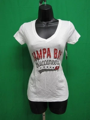 New Tampa Bay Buccaneers Womens Size XS XSmall White V-Neck Shirt - Image 1 of 4