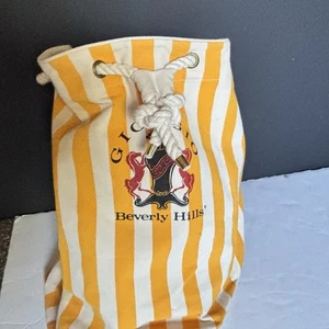 Neu! Vintage Giorgio Beverly Hills XL Canvas Logo Kordelzug Bucket Tote - Bild 1 von 7