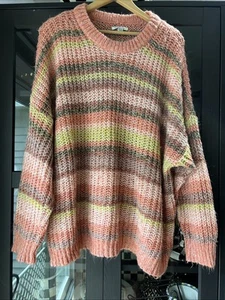 Suéter American Eagle Hombro Caído Cuello Simulado Multicolor Rayas XL OTOÑO Otoño - Imagen 1 de 4
