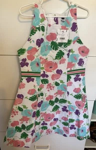 Janie and Jack Girls’ Sleeveless Floral Cotton Dress Stripe Detail NWT Size 8 - Picture 1 of 2