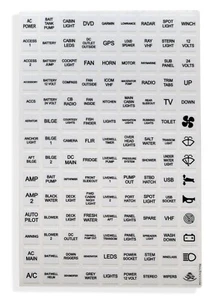 126 White Black Boat Marine Dash Panel Switch Gauge Label Sticker Decal Pack 1/2 - Bild 1 von 3