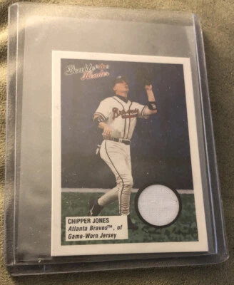 2003 Fleer Double Header Chipper Jones Game-Worn Jersey Card HOF High Grade - Image 1 of 2