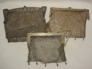 Lot 3 German Silver Mesh Purses *As-Is, DAMAGED* - Picture 1 of 12