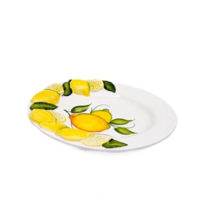 BASSANO KERAMIK HANDBEMALTE SERVIERPLATTE 21 CM ZITRONE 3D OVAL AUS ITALIEN - Bild 1 von 3