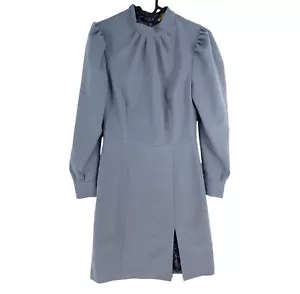 Cacharel Women Dusty Blue Long Sleeves High Neck Dress Size EU 38 UK 10 US 8 - Picture 1 of 9