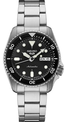 SEIKO 5 SRPK29 Steel Case Black Dial wBracelet DayDate 38mm Automatic Watch $325 - Image 1 of 4