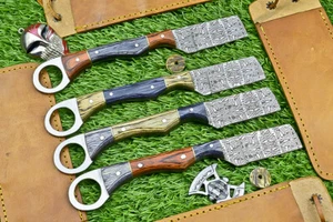 LOTE DE 4 PIEZAS! Juego de maquinillas de afeitar HECHO A MANO J2 STEEL, con funda de cuero, UN-9323 - Imagen 1 de 10