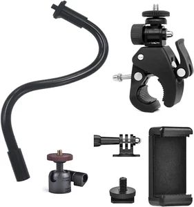 Gooseneck Camera Mount with Bike Mount Clamp Camera Arm 11Inch Flexible Tube Arm - Picture 1 of 12