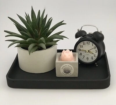 Matt Black Vanity Tray Nordic Geometric Concrete Decorative Trays Dish Luxdecor6 - Image 1 of 4