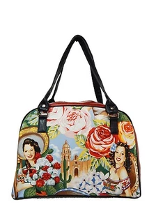 Borsa a mano USA grande borsa Bowler stile borsa a tracolla con motivo "SENORITA" - Foto 1 di 4