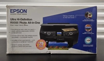 Epson Stylus Photo RX595 All-in-One Printer CD Photo Printer Factory Sealed - Image 1 of 2