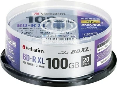 Verbatim Blu-ray Disc 20 Spindle 100GB 4X Speed BD-R XL Printable VBR520YP20SD4 - Image 1 of 4